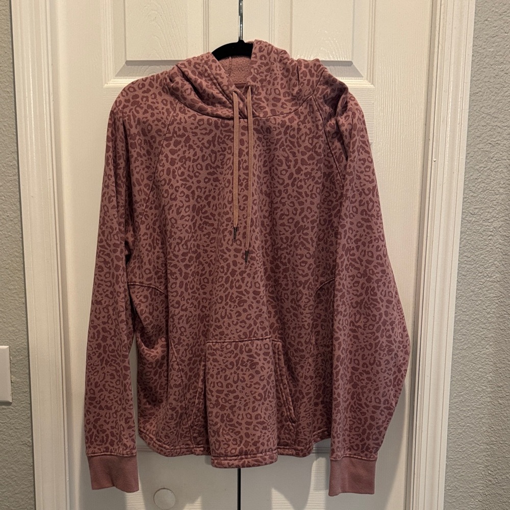 Tek Gear Ultrasoft Fleece Hoodie- Mauve Leopard Print